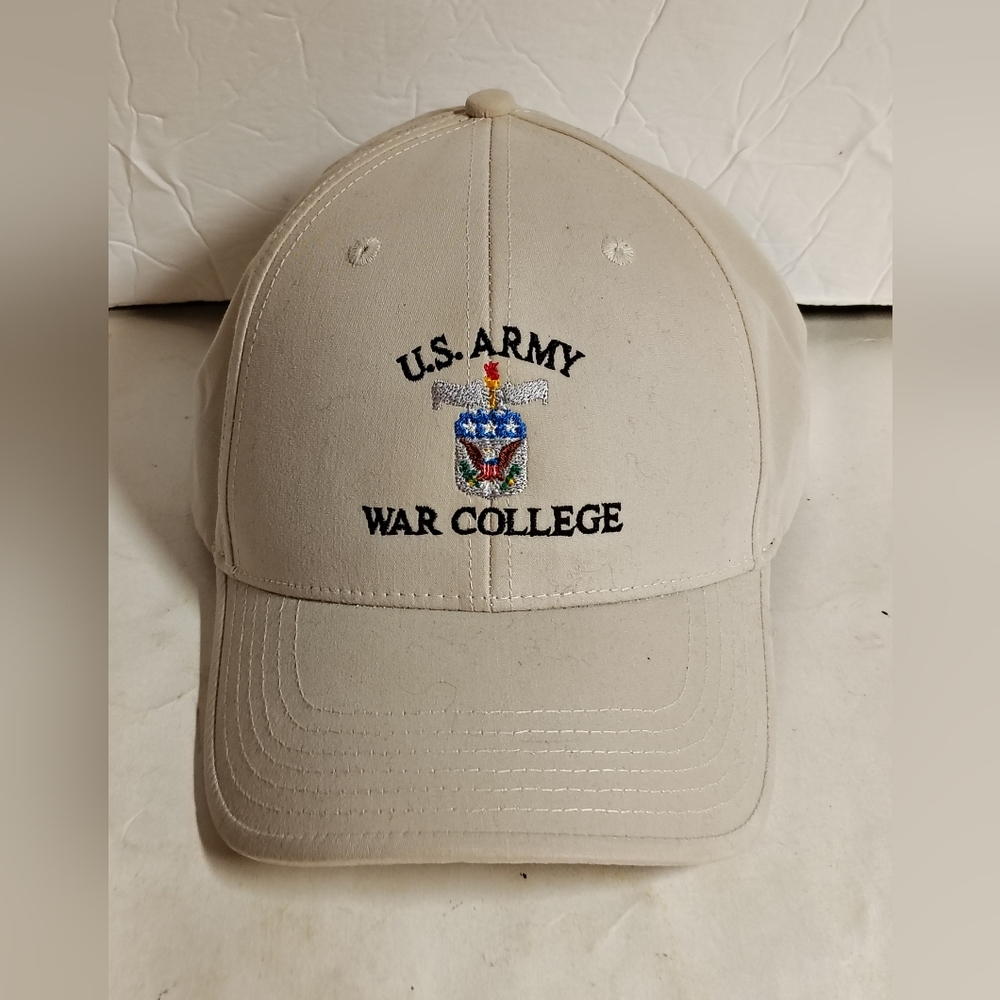 U.S. Army War College Ball Cap Hat Adjustable Quake City Caps Beige OS